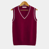 Pull Homme Sans Manches en Maille à Col V