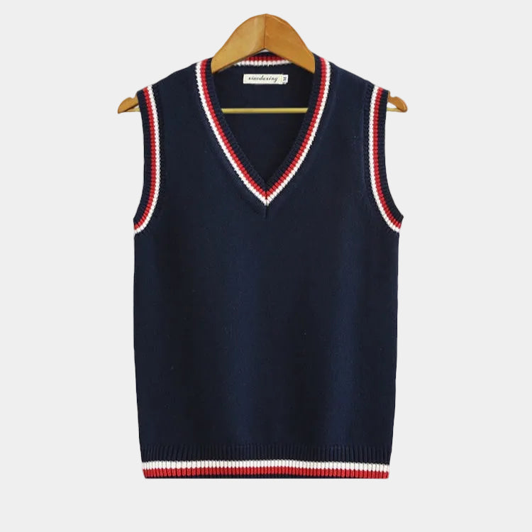 Pull Homme Sans Manches en Maille à Col V