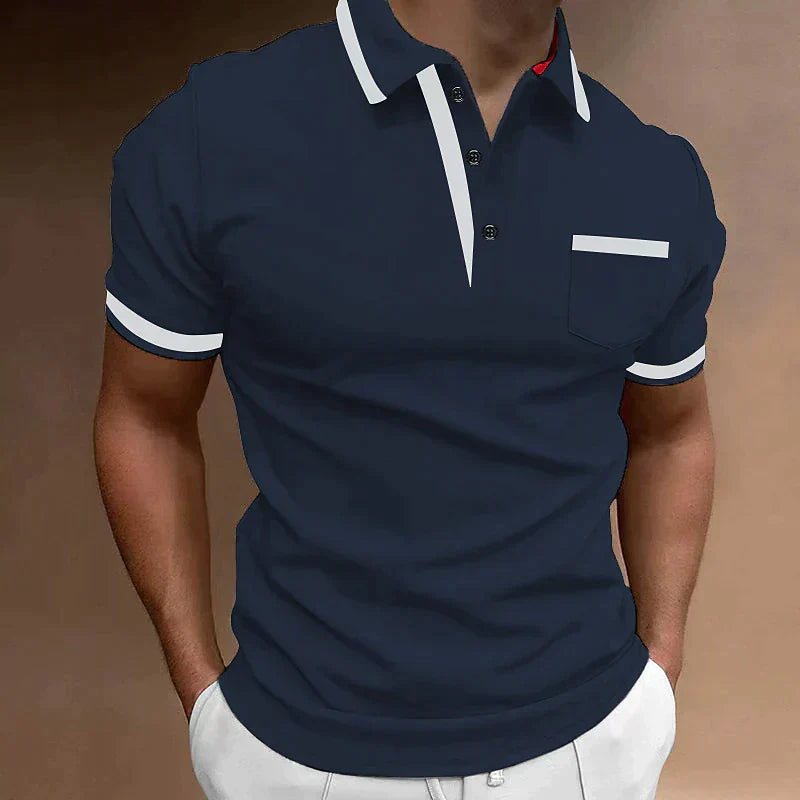 Polo Contrasté à Poche Poitrine