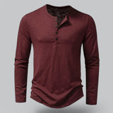 T-Shirt Homme Col Tunisien à Manches Longues