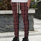 Pantalon Jogger à Carreaux Contrastés