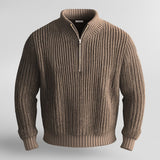 Pull Homme Maille Côtelée Demi-Zip