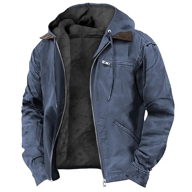 Blouson d'hiver homme à capuche ajustable et doublure