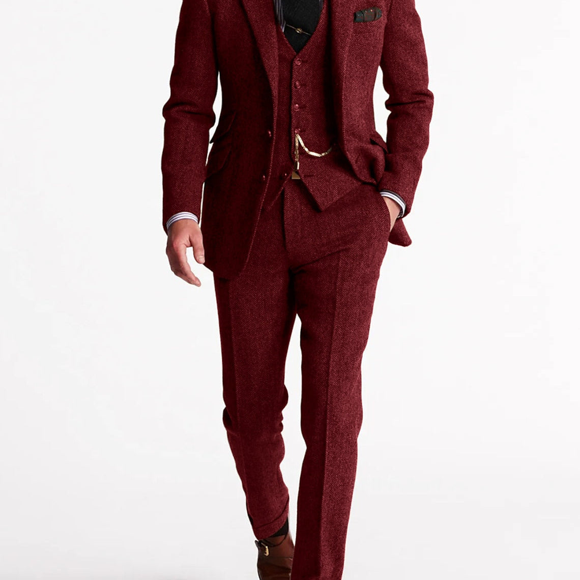 Pantalon de Costume Texturé Coupe Fuselée