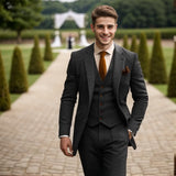 Costume trois pièces homme en tweed de laine