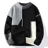 Pull Homme Multicolore en Maille Torsadée à Col Rond