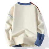 Pull Homme Multicolore en Maille Torsadée à Col Rond