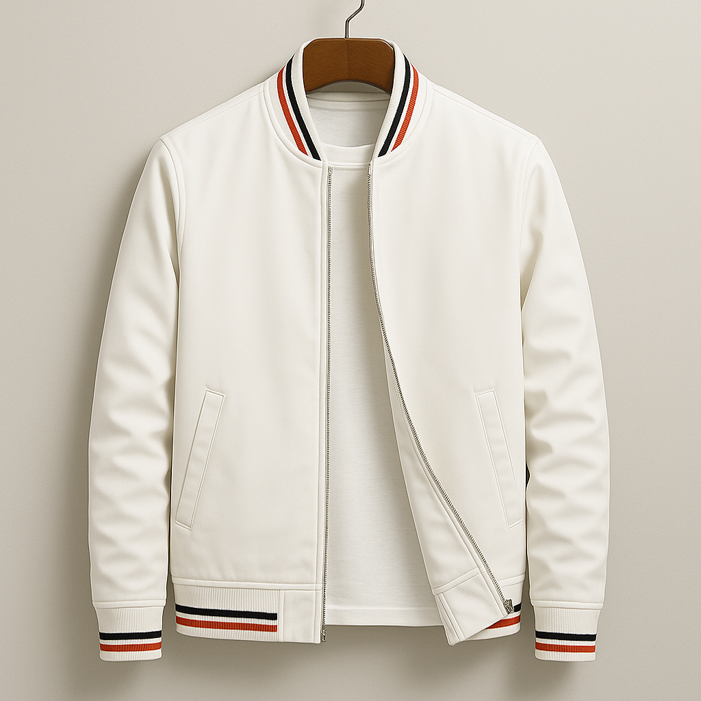 Blouson bomber homme zippé à bords côtelés