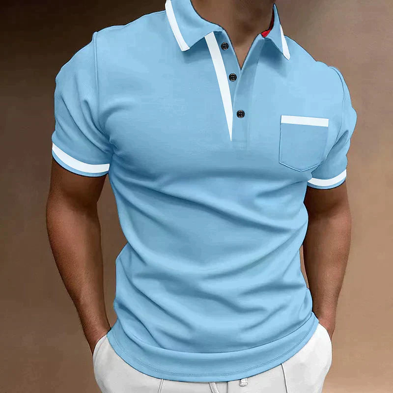 Polo Contrasté à Poche Poitrine