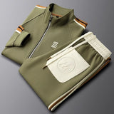 Ensemble de survêtement homme zippé à bandes latérales