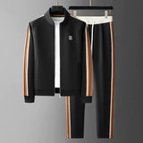 Ensemble de survêtement homme zippé à bandes latérales