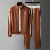 Ensemble de survêtement homme zippé à bandes latérales